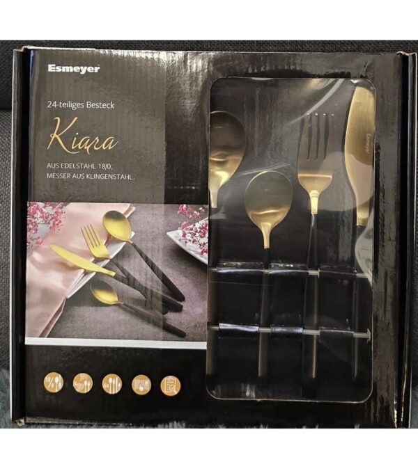 Besteckset￼Esmeyer Kiara 24-tlg✅ Edelstahl matt (schwarz/gold) – Bild 2